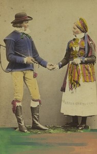 Sweden Newly Married Couple Traditional Fashion Old CDV Photo Eurenius 1868
