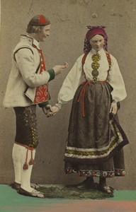 Norway Hitterdal Couple Summer Traditional Fashion Old CDV Photo Eurenius 1868