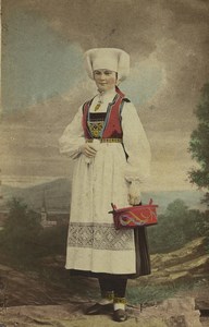 Sweden Scania Herrestad Woman Traditional Costume Old CDV Photo Eurenius 1868