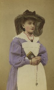 Switzerland Fribourg Woman Traditional costume Old CDV Photo Sohn 1875