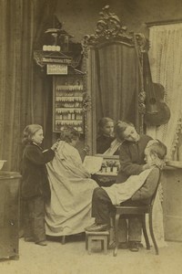 Germany Berlin at the Barber shop Children Scene de Genre Old CDV Photo 1875