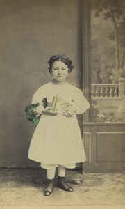 France Strasbourg Child posing Old CDV Photo Gerschel 1870