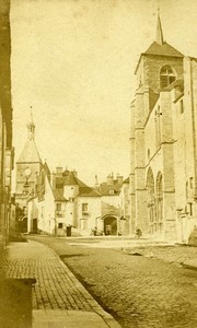 France Yonne Avallon church & Belfry Old CDV Photo Colombier 1870