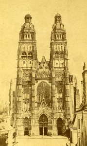 France Tours Cathedral Old CDV Photo Gabriel Blaise 1870