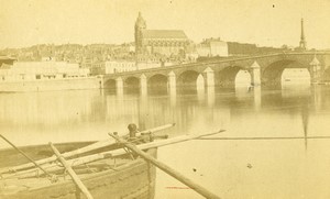 France Blois Loire river bridge panorama Old CDV Photo 1870's