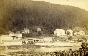 France Buildings by a river Unidentified location Old CDV Photo 1870