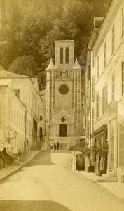 France Pyrenees Eaux Bonnes Spa Town Church Old CDV Photo 1870