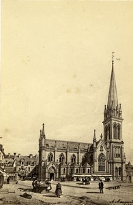 France Douvres church ND de la Délivrande Maugendre CDV Photo of gravure 1870