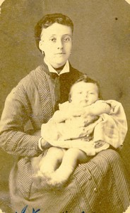 France Mother & Child Baby Delmas? portrait Old CDV Photo 1880