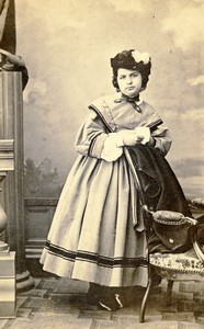 France Bordeaux Woman portrait fashion Victorine Old CDV Photo Denisse 1870