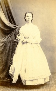 France Marseille Woman portrait fashion Old CDV Photo Cazalis 1870