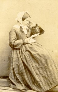 France Woman portrait fashion Delaporte Old Photo 1870