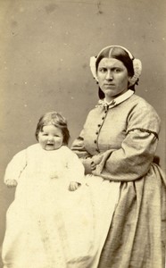 France Paris Young Child & Nanny portrait fashion Old CDV Photo Pesme 1860's