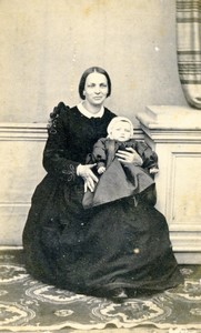 France Paris Mother & Child portrait fashion Old CDV Photo Aristide 1870