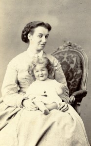 France Paris Mother & Child portrait fashion Old CDV Photo Pesme 1870