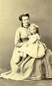 France Paris Mother & Child portrait fashion Old CDV Photo Pesme 1870