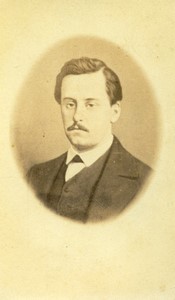 France Fourmies Man portrait Moustache fashion Old CDV Photo Cazaux 1880