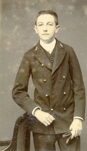 France Anor Boy portrait fashion uniform Old CDV Photo Kirsch 1900