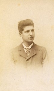 France Chartres Young Man portrait fashion Tie Old CDV Photo Gallas 1900