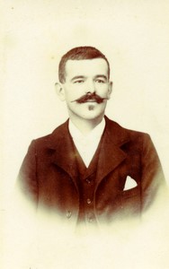 France Nancy Man portrait fashion Moustache Old CDV Photo Odinot 1890