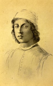 Painting Filippino Lippi self portrait Old CDV Photo Bernoud 1870