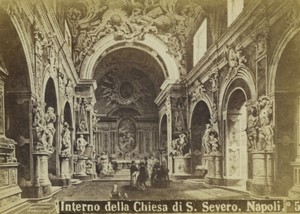 Naples Painting S. Severo church interior Old CDV Photo Rive 1870