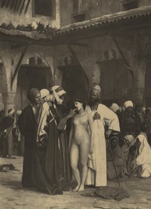 Peinture Marché d'esclaves de Gerome ancienne Photo CDV Goupil 1870