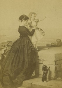Peinture le départ par Brochart ancienne Photo CDV Goupil 1870