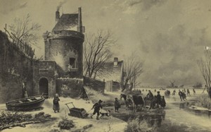 France Paris Painting Winter Scene Old CDV Photo Franck 1870
