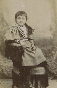 France Verdun Young Girl portrait fashion Old CDV Photo Laveuve 1890