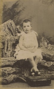 France Avesnes Toddler Girl portrait fashion Old CDV Photo Goldberg 1890