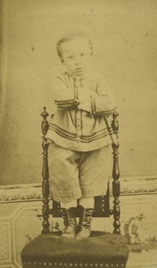 France Toddler portrait fashion Old CDV Photo Fontaine 1880