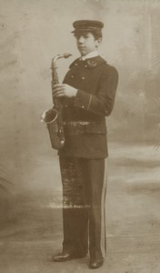 France Boy holding Saxophone portrait fashion Old CDV Photo 1900
