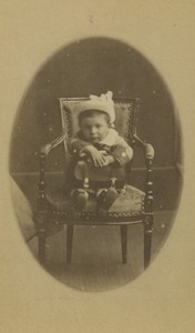 France Toddler on Chair portrait fashion Old CDV Photo 1880