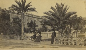 France Nice Quai Massena Palm Trees Old CDV Photo Degand 1870