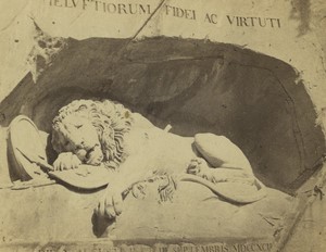 Switzerland Luzern Lion Monument Old CDV Photo Braun 1860's #2