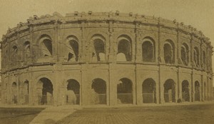 France Nimes Arena Roman amphitheatre outside Old Photo Fescourt 1875
