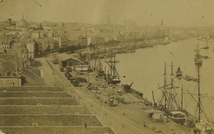 France Nantes general view harbour Boats Old Photo 1875 #1