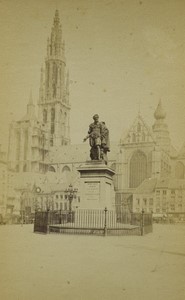 Belgium Antwerp Rubens Statue Old Photo 1875