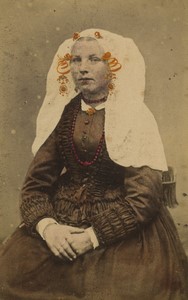 Netherlands Beijerland woman Traditional Costume Old small Cabinet Photo 1880