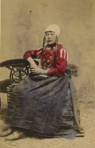 Netherlands woman of Marken Traditional Costume Old small Cabinet Photo 1880