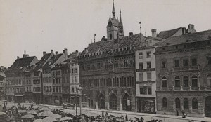 Switzerland Basel Market place Rathaus Old large CDV Photo 1890