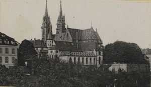 Switzerland Basel Rhine view Cathedral Old large CDV Photo 1890