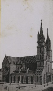 Suisse Bale Cathedrale ancienne Photo grande CDV 1890