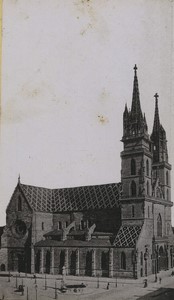 Switzerland Basel Cathedral Old large CDV Photo 1890