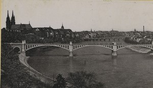 Switzerland Basel general view Bridge Old large CDV Photo 1890