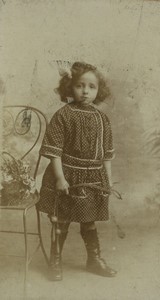 France Lille Child portrait Fashion Old Miniature Gem CDV Photo Frobert 1910
