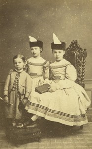 France Chartres Children Fashion Second Empire Old CDV photo Gallas Aine 1860