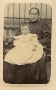 France Woman & Baby Fashion Old CDV photo 1880