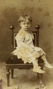 France Chalon Young Child Fashion Old CDV photo Bourgeois 1880